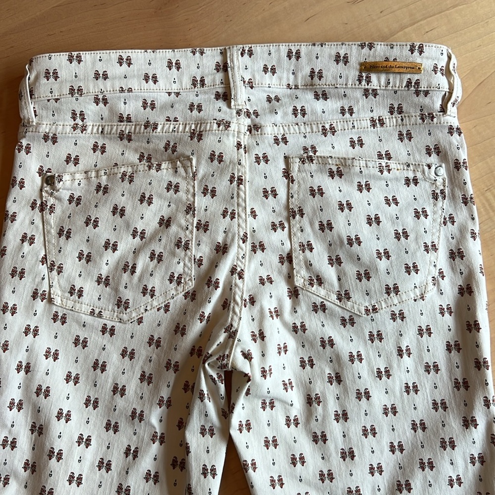Pilcro Cream Skinny Jeans with Brown Floral Dot Print - Picture 8 of 13